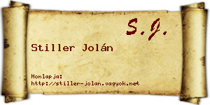 Stiller Jolán névjegykártya
